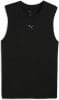 Schwarzes Puma Herren-Tanktop ohne Ärmel mit Puma-Logo auf der Brust.