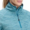 Damen-Pullover in Blau mit durchgehendem Reißverschluss und hohem Kragen.