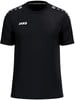 Schwarzes T-Shirt mit JAKO-Logo und grauen Punkten auf den Schultern.