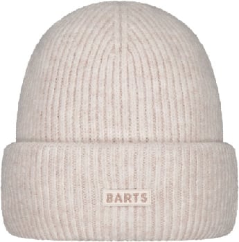 Eine hellrosa Strickmütze mit dem BARTS-Logo vorne.