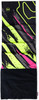 Buff-Schlauchtuch mit schwarzem Hintergrund, neongrünen und rosa Streifen.