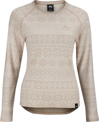 Damen-Pullover in Beige mit langen Ärmeln und Muster. Damen-Pullover in Beige mit langen Ärmeln und Muster.