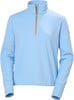 Hellblaues Damen-Sweatshirt mit kurzem Reißverschluss und Stehkragen.