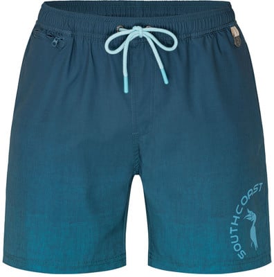 Herren dunkelblaue Badeshorts mit Farbverlauf und Logo auf dem Bein. Herren dunkelblaue Badeshorts mit Farbverlauf und Logo auf dem Bein.