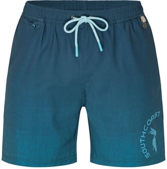 Herren dunkelblaue Badeshorts mit Farbverlauf und Logo auf dem Bein.