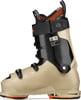 Braune Skischuhe der Marke Tecnica mit schwarzen Details und orangen Akzenten.