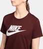 Dunkelrotes Damen-T-Shirt von Nike mit Logo auf der Brust.