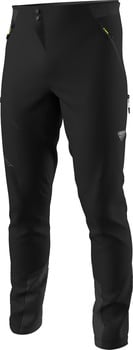 Schwarze Outdoorhose mit Dynafit-Logo und gelben Akzenten.