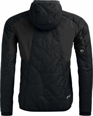 Schwarze Herren-Steppjacke mit Kapuze und dunkleren Einsätzen an den Schultern.