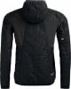 Schwarze Herren-Steppjacke mit Kapuze und dunkleren Einsätzen an den Schultern.