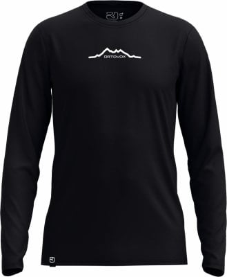 Schwarzes Langarmshirt mit Berglogo und ORTOVOX Schriftzug. Schwarzes Langarmshirt mit Berglogo und ORTOVOX Schriftzug.
