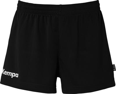 Schwarze Kempa-Sporthosen mit weißem Logo auf dem linken Bein und einem kleinen Etikett. Schwarze Kempa-Sporthosen mit weißem Logo auf dem linken Bein und einem kleinen Etikett.