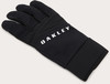 Schwarze Oakley-Handschuhe mit Markenlogo und texturiertem Griff.