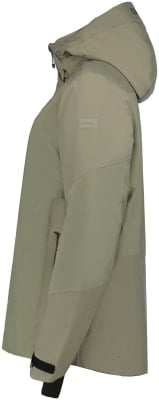 Grüne Herrenjacke mit Kapuze und Logo auf dem Ärmel.