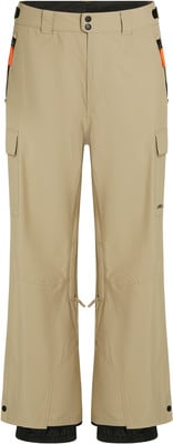 Beige Cargohose mit orangefarbenen Akzenten und schwarzen Bündchen. Beige Cargohose mit orangefarbenen Akzenten und schwarzen Bündchen.