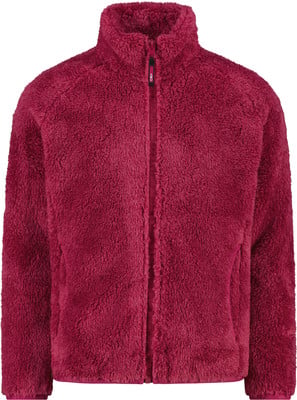 Eine pinke Fleecejacke mit Stehkragen und durchgehendem Reißverschluss. Eine pinke Fleecejacke mit Stehkragen und durchgehendem Reißverschluss.
