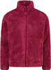 Eine pinke Fleecejacke mit Stehkragen und durchgehendem Reißverschluss.