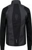 Rückseite einer schwarzen Jacke mit dunkelgrauen Einsätzen und Reflektoren.