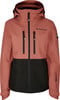 Damen-Skijacke in Rosa mit schwarzem Unterteil und ACTIVE REBEL Logo.