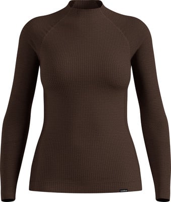 Braunes Damen-Langarmshirt mit feinem Muster.