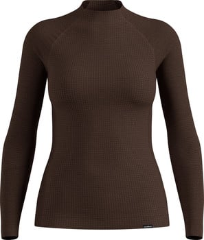 Braunes Damen-Langarmshirt mit feinem Muster.