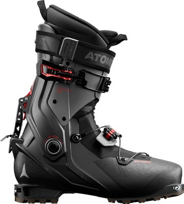 Ein Atomic-Skischuh mit 74° einstellbarem Bewegungsumfang.