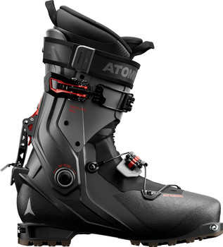 Ein Atomic-Skischuh mit 74° einstellbarem Bewegungsumfang.