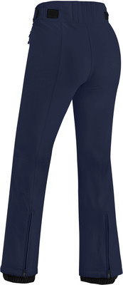 Dunkelblaue Skihose mit verstellbarem Bund und Beinreißverschlüssen.