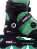 Grüne K2-Rollschuhe mit BOA-System und lila Lumi-Logo.