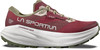 Damen-Laufschuh La Sportiva Prodigio Max in Weinrot mit weißer Sohle.