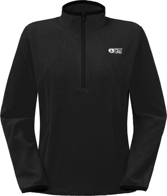 Schwarzer Herren-Fleecepullover mit Reißverschluss am Kragen und Logo.