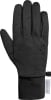 Schwarze Handschuh mit Logo, Schnalle und Windstopper-Aufschrift.