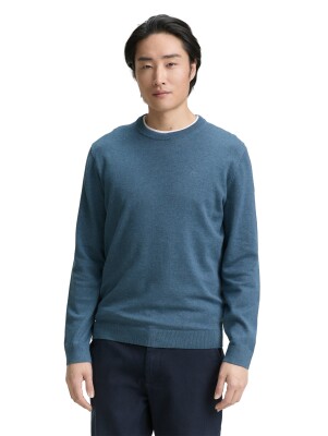 Tom Tailor Basic Crewn kötött férfi pulóver