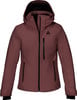 Damen-Skijacke in Rosa mit schwarzem Reißverschluss und Logo.