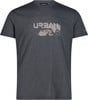 Herren dunkelgraues T-Shirt mit Weltkartenaufdruck und dem Schriftzug URBAN.