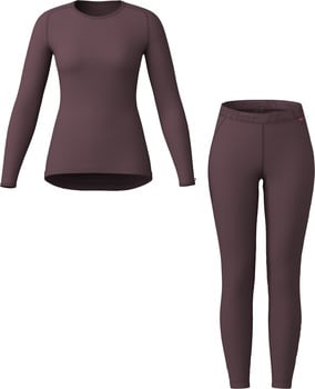 Damen Thermounterhemd mit langen Ärmeln und Leggings in Dunkelbraun.