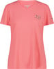 Ein rosa T-Shirt mit kurzen Ärmeln und einem Blumenherz-Aufdruck.