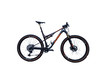 Ein KTM Mountainbike mit Federung und braunen Reifen auf weißem Hintergrund.