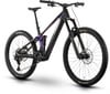 Ein vollgefedertes Mountainbike mit einem farbenfrohen Rahmen im galaktischen Stil.