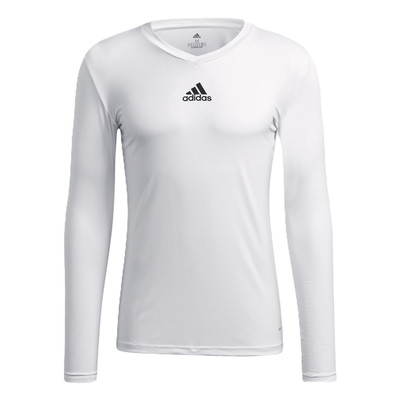Weißes Adidas Langarmshirt mit Logo auf der Brust. Weißes Adidas Langarmshirt mit Logo auf der Brust.