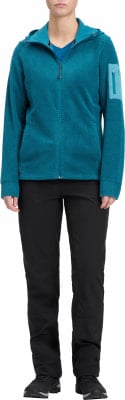 Damen-Fleecejacke in Dunkelblau mit Reißverschluss und Kapuze. Damen-Fleecejacke in Dunkelblau mit Reißverschluss und Kapuze.