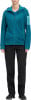 Damen-Fleecejacke in Dunkelblau mit Reißverschluss und Kapuze.