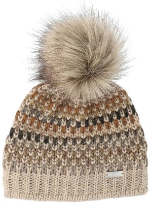 Strickmütze mit Kunstpelz-Pompon und Musterstreifen. Strickmütze mit Kunstpelz-Pompon und Musterstreifen.