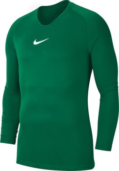 Grünes Langarmshirt mit Nike-Logo auf der Brust.