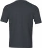 Rückseite eines dunkelgrauen Herren-T-Shirts mit kurzen Ärmeln.