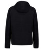 Schwarze Herrenjacke mit Kapuze, Rückansicht.