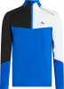 Herrenjacke von McKinley in Blau, Weiß und Schwarz mit Logo und Reißverschluss am Kragen.