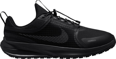 Schwarzer Herren-Laufschuh von Nike mit reflektierenden Details und Schnellverschluss.