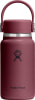 Dunkelweinrote Hydro Flask Flasche mit Griff und Logo.