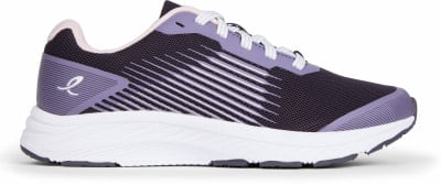 Violette Damen-Laufschuhe mit weißer Sohle und Schnürsenkeln. Violette Damen-Laufschuhe mit weißer Sohle und Schnürsenkeln.